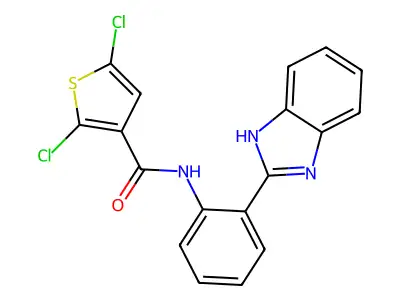 N-(2-(1H-benzo[d]imidazol-2-yl)phenyl)-2,5-dichlorothiophene-3-carboxamide structure