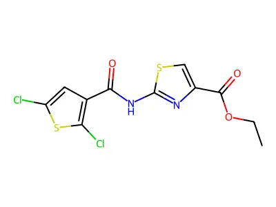 Ethyl 2-(2,5-dichlorothiophene-3-carboxamido)thiazole-4-carboxylate structure