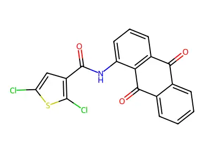 2,5-dichloro-N-(9,10-dioxo-9,10-dihydroanthracen-1-yl)thiophene-3-carboxamide structure