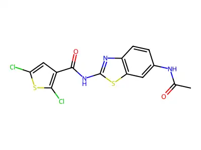 N-(6-acetamidobenzo[d]thiazol-2-yl)-2,5-dichlorothiophene-3-carboxamide structure
