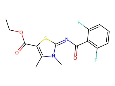 ethyl (Z)-2-((2,6-difluorobenzoyl)imino)-3,4-dimethyl-2,3-dihydrothiazole-5-carboxylate structure
