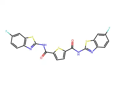 N2,N5-bis(6-fluorobenzo[d]thiazol-2-yl)thiophene-2,5-dicarboxamide structure