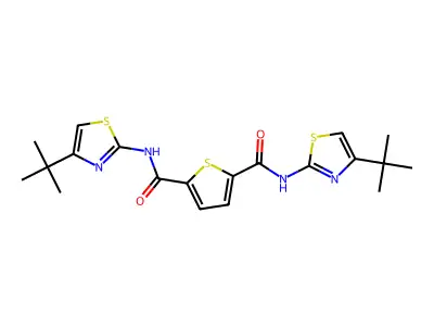 N2,N5-bis(4-(tert-butyl)thiazol-2-yl)thiophene-2,5-dicarboxamide structure