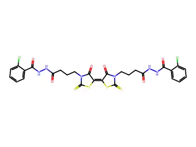 5-[3-[4-[2-(2-Chlorobenzoyl)hydrazinyl]-4-oxobutyl]-4-oxo-2-thioxo-5-thiazolidinylidene]-4-oxo-2-thioxo-3-thiazolidinebutanoic acid 2-(2-chlorobenzoyl)hydrazide structure