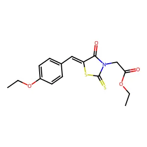 ethyl 2-[(5Z)-5-[(4-ethoxyphenyl)methylidene]-4-oxo-2-sulfanylidene-1,3-thiazolidin-3-yl]acetate structure