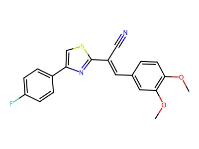 3-(3,4-Dimethoxyphenyl)-2-[4-(4-fluorophenyl)-1,3-thiazol-2-yl]acrylonitrile structure