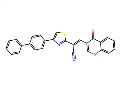 3-(4-Oxochromen-3-yl)-2-[4-(4-phenylphenyl)-1,3-thiazol-2-yl]prop-2-enenitrile structure