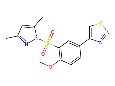 4-[3-(3,5-Dimethylpyrazol-1-yl)sulfonyl-4-methoxyphenyl]thiadiazole structure
