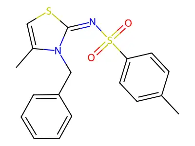 N-(3-benzyl-4-methyl-1,3-thiazol-2-ylidene)-4-methyl-benzenesulfonamide structure
