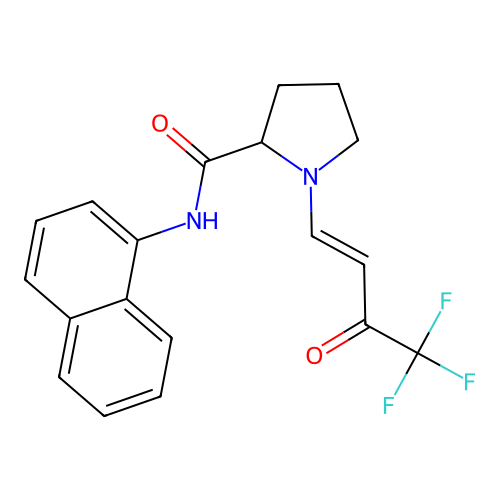 (E)-N-(naphthalen-1-yl)-1-(4,4,4-trifluoro-3-oxobut-1-en-1-yl)pyrrolidine-2-carboxamide structure