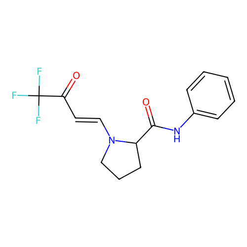 (E)-N-phenyl-1-(4,4,4-trifluoro-3-oxobut-1-en-1-yl)pyrrolidine-2-carboxamide structure