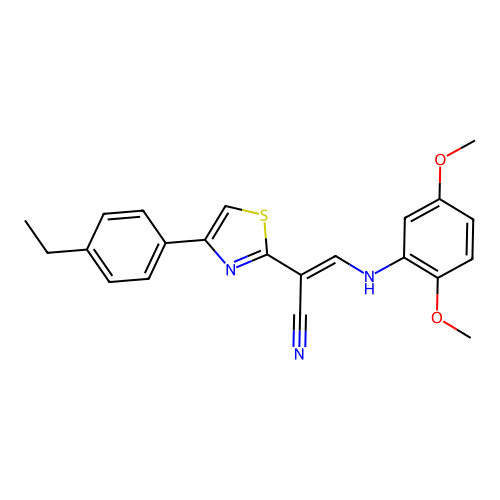 (2E)-3-[(2,5-dimethoxyphenyl)amino]-2-[4-(4-ethylphenyl)-1,3-thiazol-2-yl]prop-2-enenitrile structure