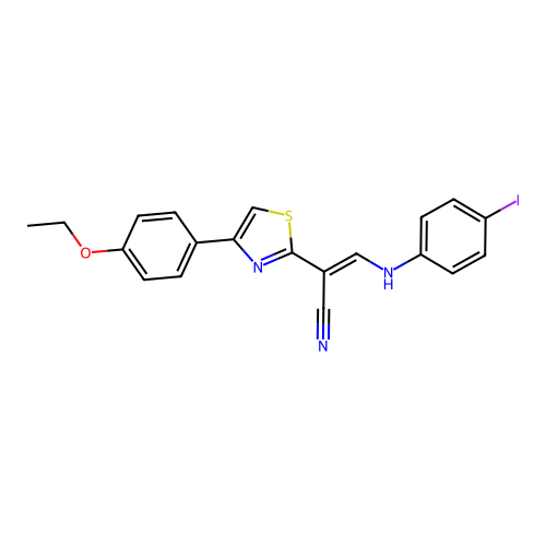 (2E)-2-[4-(4-ethoxyphenyl)-1,3-thiazol-2-yl]-3-[(4-iodophenyl)amino]prop-2-enenitrile structure