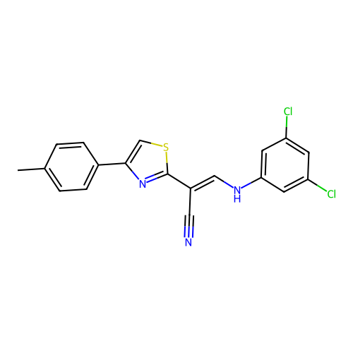 (2E)-3-[(3,5-dichlorophenyl)amino]-2-[4-(4-methylphenyl)-1,3-thiazol-2-yl]prop-2-enenitrile structure