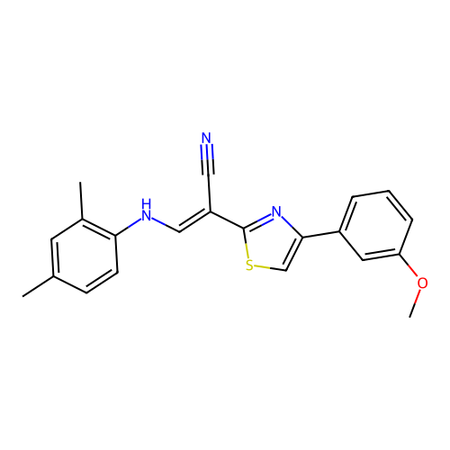 (2Z)-3-[(2,4-dimethylphenyl)amino]-2-[4-(3-methoxyphenyl)-1,3-thiazol-2-yl]prop-2-enenitrile structure