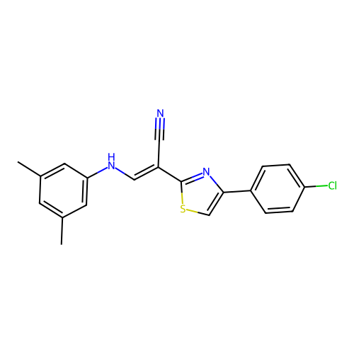 (2E)-2-[4-(4-chlorophenyl)-1,3-thiazol-2-yl]-3-[(3,5-dimethylphenyl)amino]prop-2-enenitrile structure