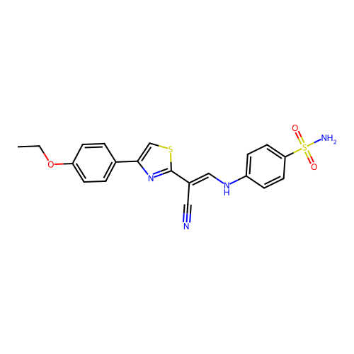 (E)-4-((2-cyano-2-(4-(4-ethoxyphenyl)thiazol-2-yl)vinyl)amino)benzenesulfonamide structure