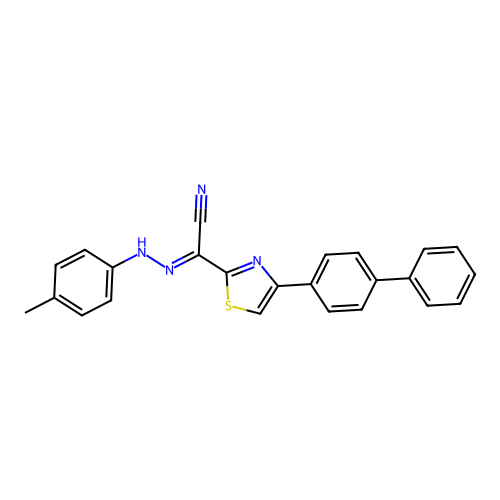 (2E)-[4-(biphenyl-4-yl)-1,3-thiazol-2-yl][2-(4-methylphenyl)hydrazinylidene]ethanenitrile structure