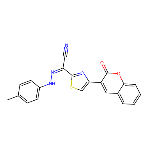 (Z)-4-(2-oxo-2H-chromen-3-yl)-N'-(p-tolyl)thiazole-2-carbohydrazonoyl cyanide structure