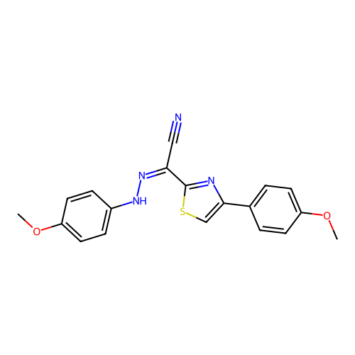 (2Z)-[2-(4-methoxyphenyl)hydrazinylidene][4-(4-methoxyphenyl)-1,3-thiazol-2-yl]ethanenitrile structure