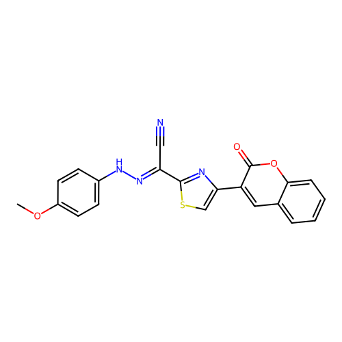 (E)-N'-(4-methoxyphenyl)-4-(2-oxo-2H-chromen-3-yl)thiazole-2-carbohydrazonoyl cyanide structure