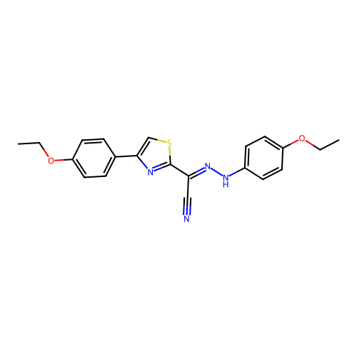 (2E)-N-(4-ethoxyanilino)-4-(4-ethoxyphenyl)-1,3-thiazole-2-carboximidoyl cyanide structure