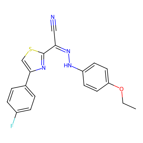 (2Z)-N-(4-ethoxyanilino)-4-(4-fluorophenyl)-1,3-thiazole-2-carboximidoyl cyanide structure