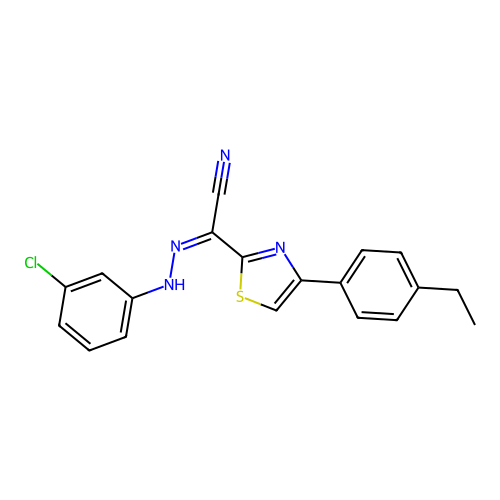 (Z)-N-(3-chlorophenyl)-4-(4-ethylphenyl)-1,3-thiazole-2-carbohydrazonoyl cyanide structure