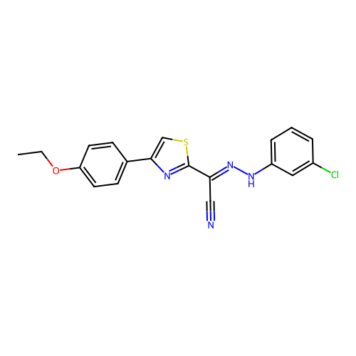 (Z)-N-(3-chlorophenyl)-4-(4-ethoxyphenyl)-1,3-thiazole-2-carbohydrazonoyl cyanide structure