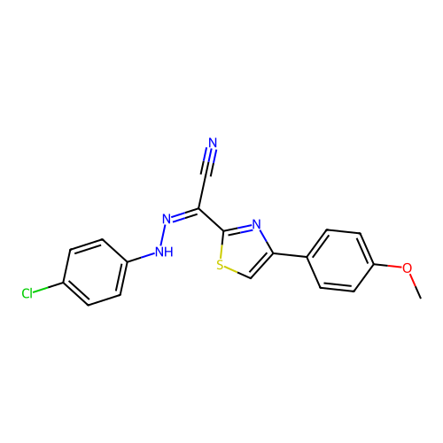 (2Z)-N-(4-chloroanilino)-4-(4-methoxyphenyl)-1,3-thiazole-2-carboximidoyl cyanide structure