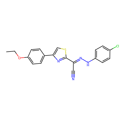 (2E)-N-(4-chloroanilino)-4-(4-ethoxyphenyl)-1,3-thiazole-2-carboximidoyl cyanide structure