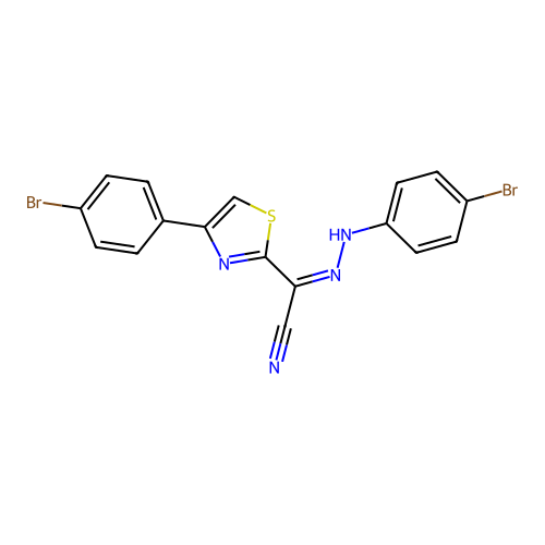 (Z)-N',4-bis(4-bromophenyl)thiazole-2-carbohydrazonoyl cyanide structure