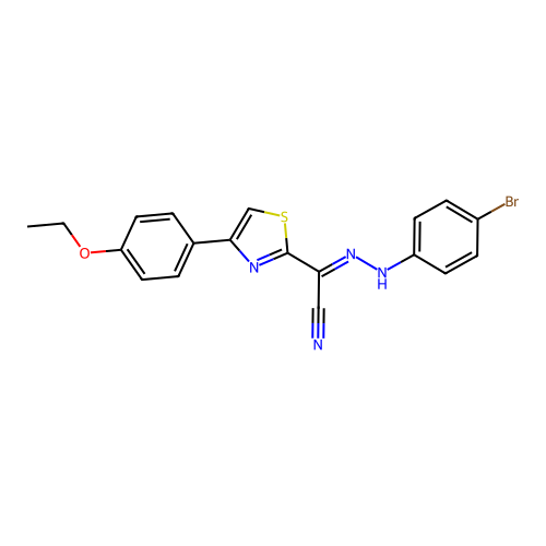(2E)-N-(4-bromoanilino)-4-(4-ethoxyphenyl)-1,3-thiazole-2-carboximidoyl cyanide structure