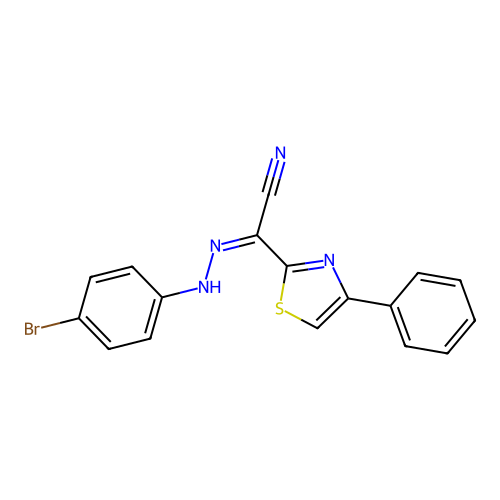 (2Z)-[2-(4-bromophenyl)hydrazinylidene](4-phenyl-1,3-thiazol-2-yl)ethanenitrile structure