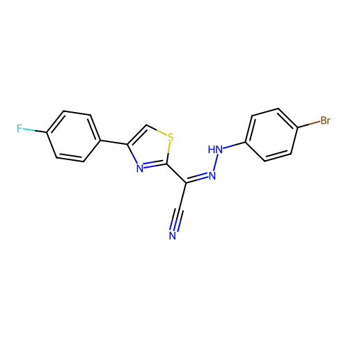 (2Z)-[2-(4-bromophenyl)hydrazinylidene][4-(4-fluorophenyl)-1,3-thiazol-2-yl]ethanenitrile structure