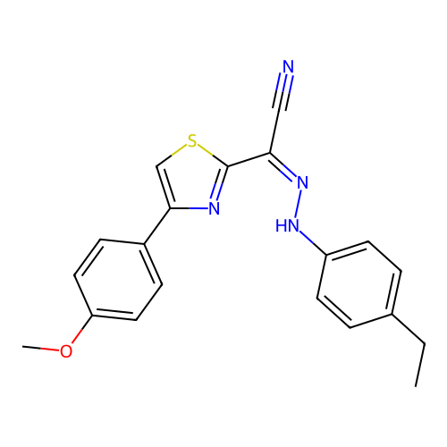 (2Z)-N-(4-ethylanilino)-4-(4-methoxyphenyl)-1,3-thiazole-2-carboximidoyl cyanide structure