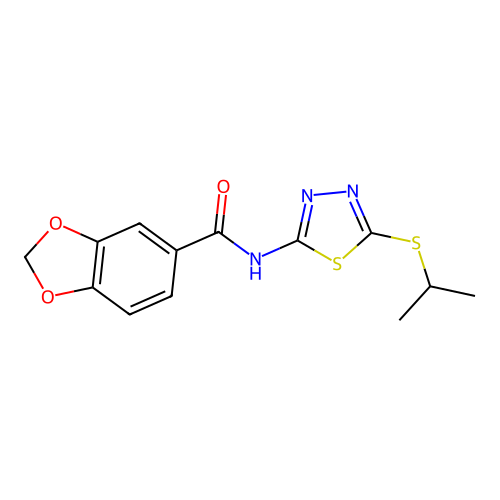 N-(5-(isopropylthio)-1,3,4-thiadiazol-2-yl)benzo[d][1,3]dioxole-5-carboxamide structure