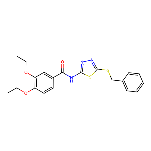 N-(5-benzylsulfanyl-1,3,4-thiadiazol-2-yl)-3,4-diethoxybenzamide structure