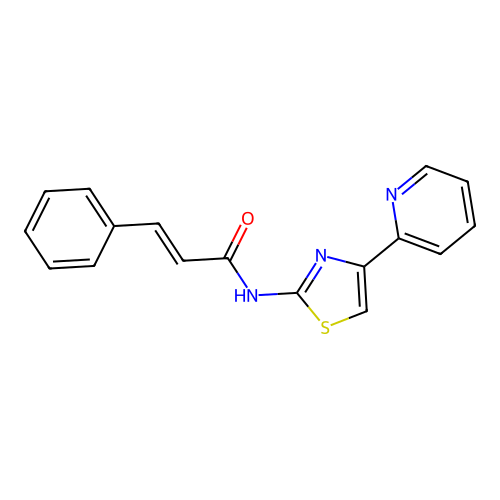 N-(4-(pyridin-2-yl)thiazol-2-yl)cinnamamide structure