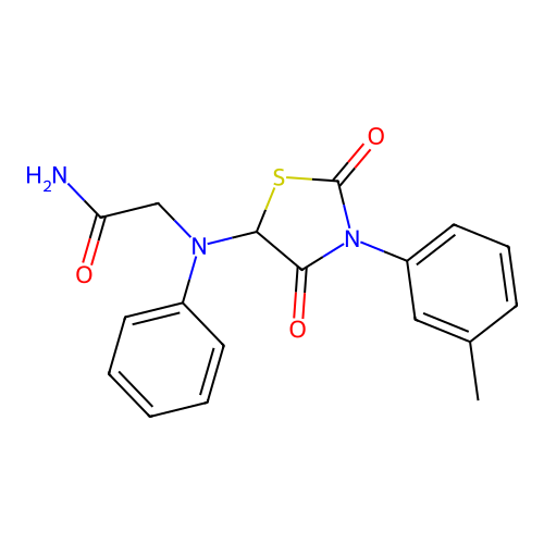 2-((2,4-Dioxo-3-(m-tolyl)thiazolidin-5-yl)(phenyl)amino)acetamide structure