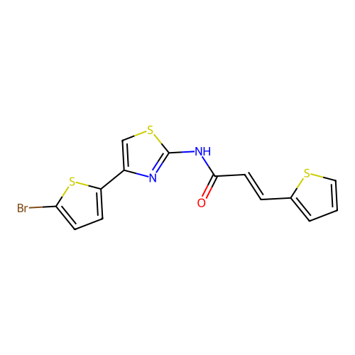 (E)-N-(4-(5-bromothiophen-2-yl)thiazol-2-yl)-3-(thiophen-2-yl)acrylamide structure