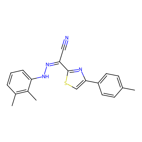 (Z)-N'-(2,3-dimethylphenyl)-4-(p-tolyl)thiazole-2-carbohydrazonoyl cyanide structure