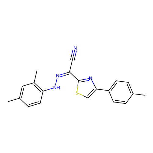 (Z)-N'-(2,4-dimethylphenyl)-4-(p-tolyl)thiazole-2-carbohydrazonoyl cyanide structure