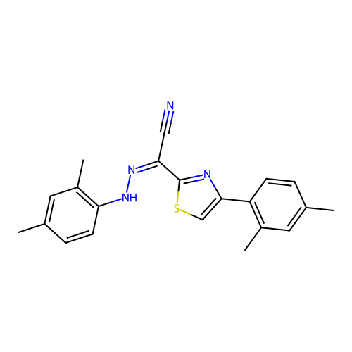 (Z)-N,4-bis(2,4-dimethylphenyl)-1,3-thiazole-2-carbohydrazonoyl cyanide structure