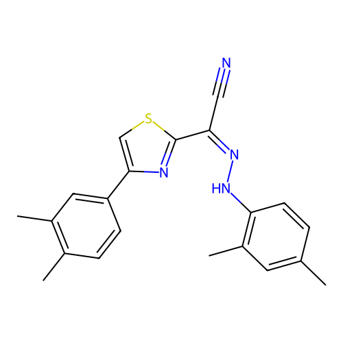 (Z)-N'-(2,4-dimethylphenyl)-4-(3,4-dimethylphenyl)thiazole-2-carbohydrazonoyl cyanide structure