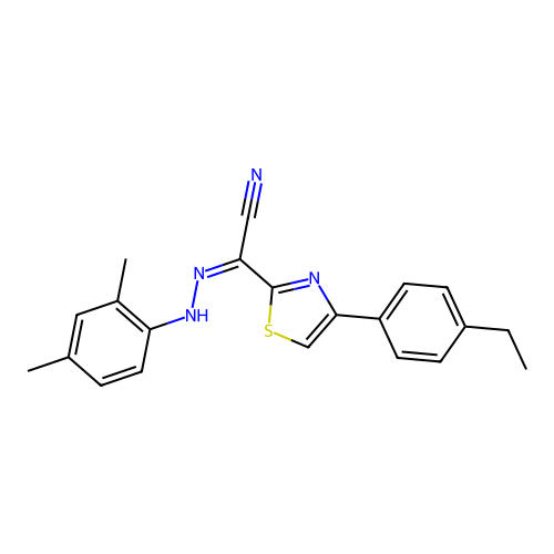 (Z)-N'-(2,4-dimethylphenyl)-4-(4-ethylphenyl)thiazole-2-carbohydrazonoyl cyanide structure