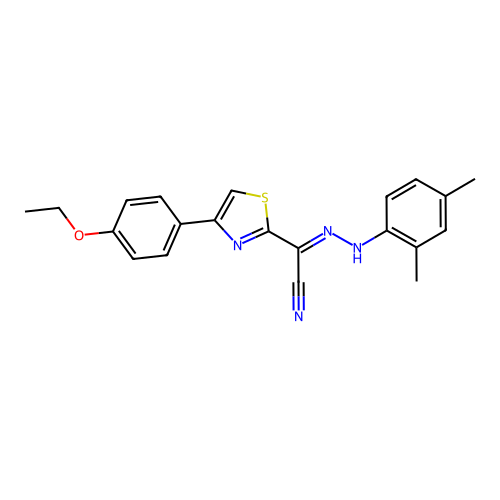 (Z)-N-(2,4-dimethylphenyl)-4-(4-ethoxyphenyl)-1,3-thiazole-2-carbohydrazonoyl cyanide structure