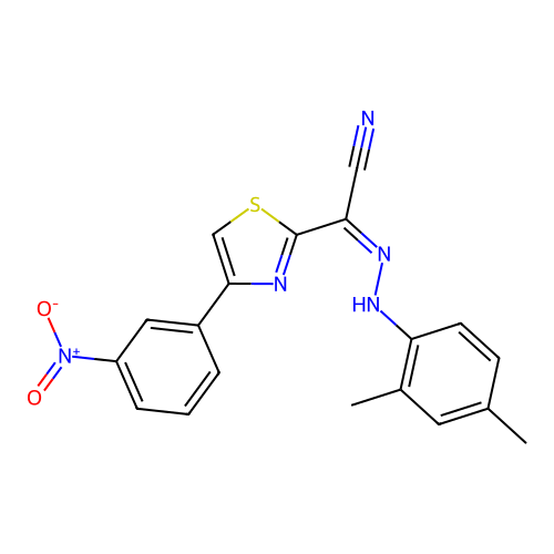 (Z)-N'-(2,4-dimethylphenyl)-4-(3-nitrophenyl)thiazole-2-carbohydrazonoyl cyanide structure