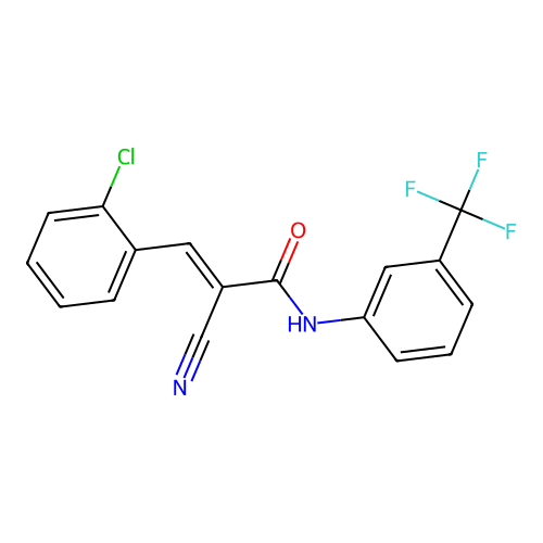 (2E)-3-(2-chlorophenyl)-2-cyano-N-[3-(trifluoromethyl)phenyl]prop-2-enamide structure