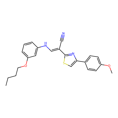 (2E)-3-[(3-butoxyphenyl)amino]-2-[4-(4-methoxyphenyl)-1,3-thiazol-2-yl]prop-2-enenitrile structure
